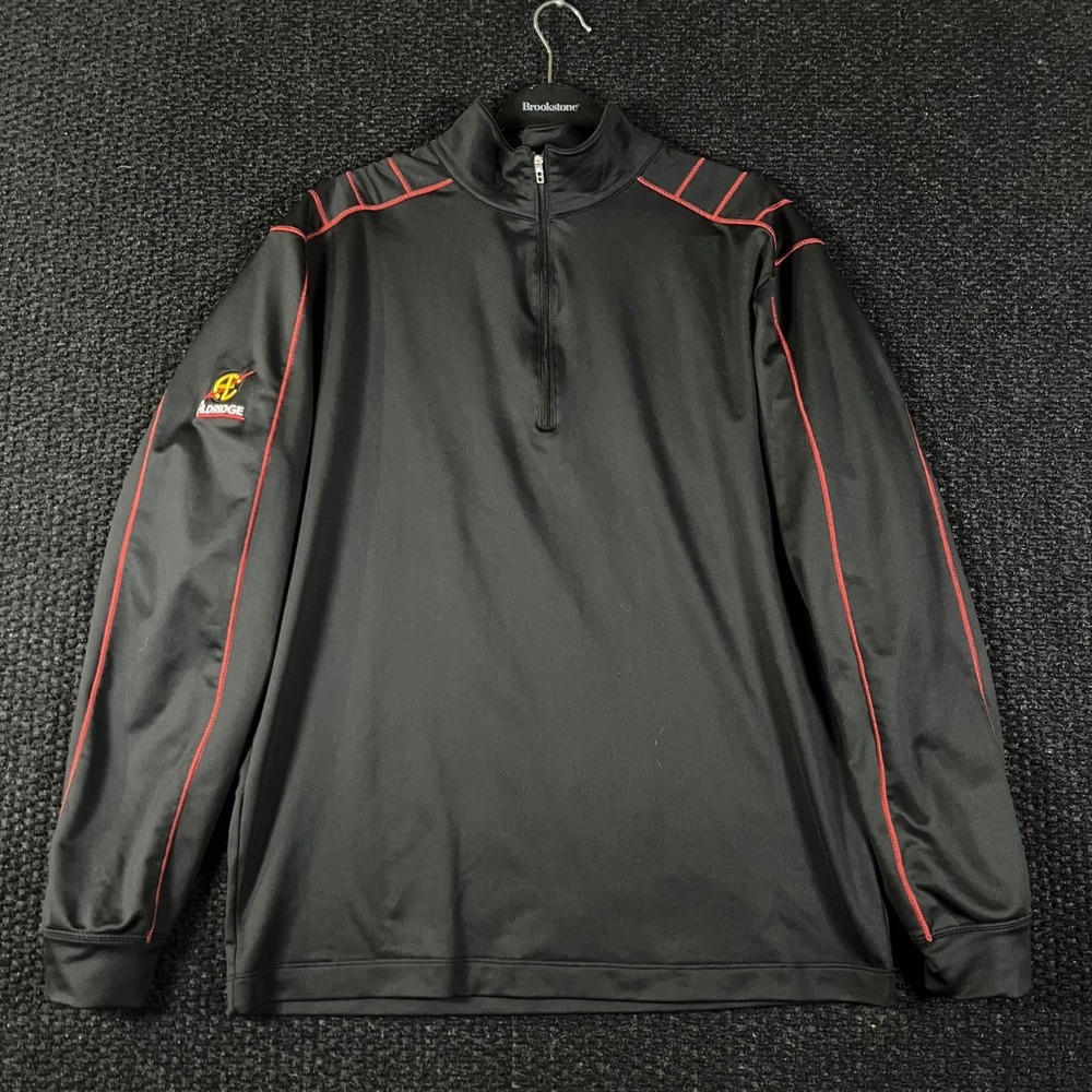 Nike Golf Dri-FIT Mens Medium 1/4 Zip Pullover Black Red Aldridge Logo Mock Neck